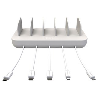 큐브온 올 퀵차지 5포트 고속 멀티충전기 JI-525 + C타입 3p + 8핀 2p, 크림, 1세트