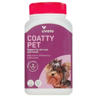 LIVISTO 犬用皮膚毛髮保健營養錠 含大蒜、B群維生素和礦物質, 皮膚/毛髮, 60顆, 1罐