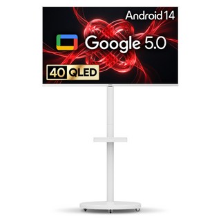더함 FHD QLED 화이트에디션 돌비 AI 구글 5.0 IPS패널 스마트 TV + 삼탠바이미 스탠드 라이트 세트, 102cm(40인치), NA401QLED, 스탠드형, 고객직접설치