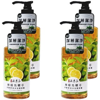 SOAPBERRY 古寶無患子 深層潔淨沐浴精華露 檸檬馬鞭草, 95%以上天然來源成分, 適合中性肌膚, 600g, 4瓶