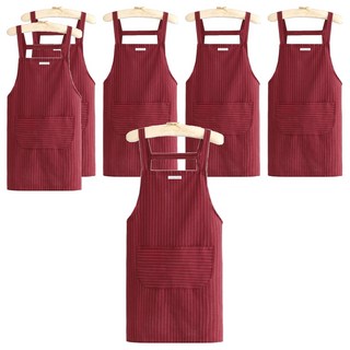 리빙홈 패브릭 스트라이프 앞치마, 레드, 6개