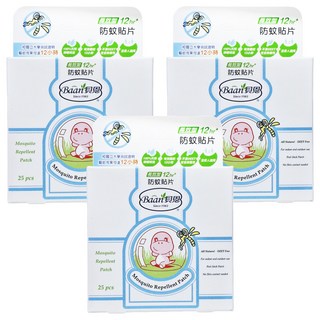 Baan 貝恩 嬰兒防蚊貼片25片 檸檬桉精油 12小時長效驅蚊 新生兒適用, 2g, 3盒