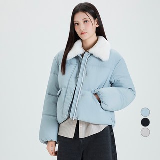 미쏘 여성용 페이크 퍼 카라 숏 패딩