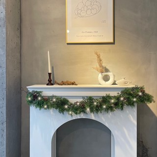 모리앤 크리스마스 그리너리 솔방울 롱리스 + 조명, 혼합색상, 길이 135cm, 1개