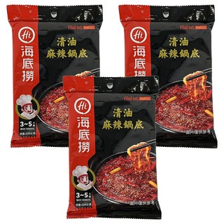 海底撈 清油麻辣鍋底 正宗四川手法 勁辣過癮, 220g, 3包