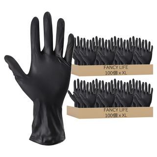 FANCY LIFE 一次性PVC手套 XL 黑色款, 100個, 2盒