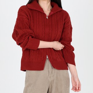 Dotif 女款溫感高領麻花拉鍊上衣 T24FW1-A1109