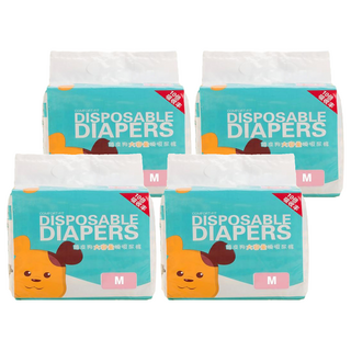 萌貝貝 可愛爪印變色寵物紙尿布 10片/包 適合4-7公斤, M(腰圍24~41cm), 4包