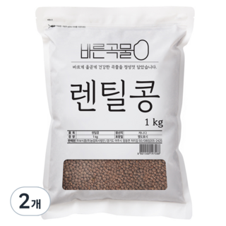 바른곡물 렌틸콩, 1kg, 2개
