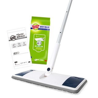 3M Scotch-Brite 百利 All Touch 入門組 拖把 午夜藍 + 靜電除塵紙 10張 + 濕拖巾 1張, 1套