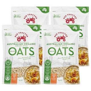 RED TRACTOR 紅色拖拉機 有機原粒大燕麥片 澳洲有機奶油風味, 1kg, 4包