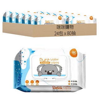咪咪購物 純水濕紙巾 經典款 藍色, 80抽, 24包