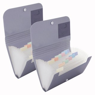 델리 미니 12분류 아코디언 파일 A6, 투명그레이, 2개