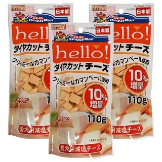 DoggyMan 多格漫 犬用Hello角切塊 零食, 起司, 110g, 3包