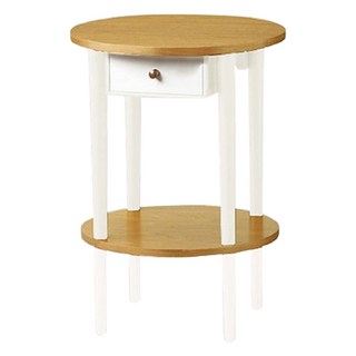 鄉村趣古木調圓形茶几邊桌 小巧造型 古樸把手 收納小物