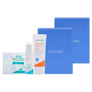 AESTURA Derma UV365紅色鎮靜提亮防曬乳 40ml SPF50+ PA+++++ACICA 365鎮靜面膜片 2片+鎮靜精華 5ml組, 2個