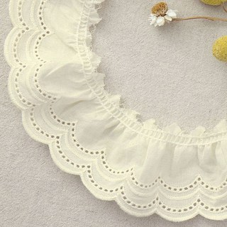 棉布刺繡蕾絲花邊 180cm, 自然原色, 1入