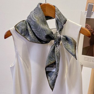ATTERLIC 深色葉子方形圍巾禮品組 14698 + 購物袋