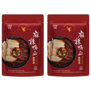 大甲佳旭 麻辣鴨血豆腐, 中藥材熬製, 100%純鴨血, Q彈滑順, 非基改板豆腐, 飽滿多汁, 450g, 2包