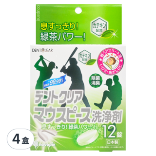 novopin 假牙清潔錠 綠茶, 12顆, 4盒