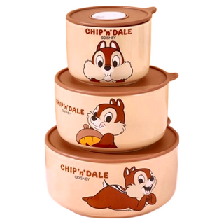 CHIP 'N' DALE 奇奇蒂蒂 潮樂 色釉款 陶瓷保鮮碗套裝, 3個容器 + 3個蓋子, 1組