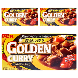 S&B 黃金咖哩塊 辛口, 35種香料&香草, 198g, 3盒