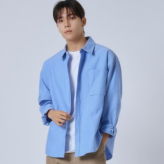 lxt 男士牛津布寬鬆版棉混紡長袖襯衫