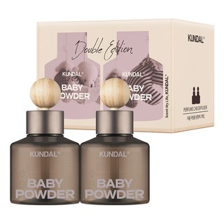 KUNDAL 昆黛爾 車用香氛組 擴香瓶 75ml 2入+木球擴香棒 2支, 寶寶爽身粉, 1組