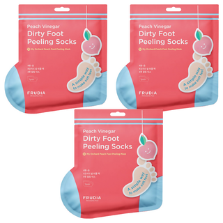 FRUDIA 給足面子 桃氣3D嫩足膜 溫和去角質 舒緩足部疲勞, 40g, 1雙, 3包