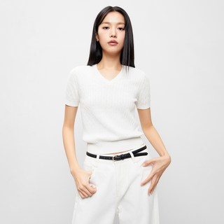 MIXXO 女款基本款V領麻花純棉套頭衫