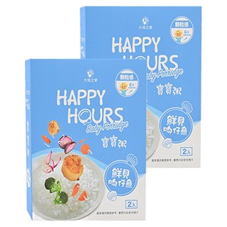HAPPY HOURS 寶寶粥套裝, 100%無添加, 鮮貝吻仔魚, 300g, 2盒