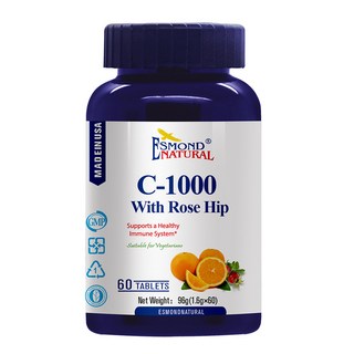 ESMOND NATURAL 愛司盟 緩釋型維生素C1000玫瑰果錠 (純素), 60顆, 1罐