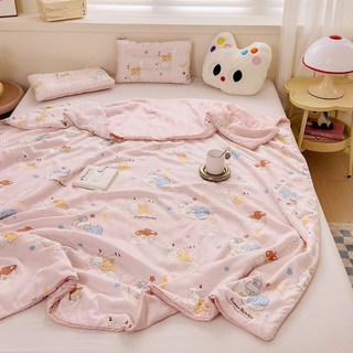 100%萊賽爾涼感被 植物纖維 整張棉填充 嬰兒/小童120*150cm, 大(200 x 150cm), 瞌睡兔兔熊