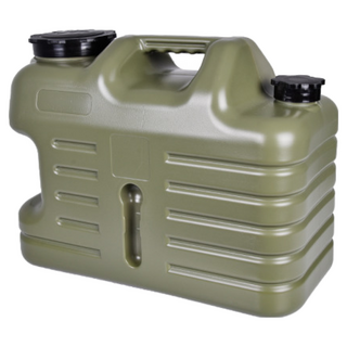 OUTSY 戶外露營軍風手提水龍頭儲水桶 18.5L 食品級PE材質 附密封蓋.延長管.刷子, 軍綠, 1個