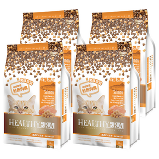 HEALTHYERA 健康紀元 1歲以上成貓 挑嘴貓專用配方 乾飼料，添加益生菌，蔓越莓，鮭魚口味, 1kg, 4袋