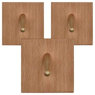 木製良品 免鑽孔 實木黃銅掛勾, 櫸木/胡桃木, 6x6x2公分, 3個