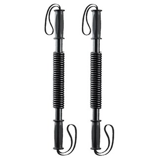 MICHAEL FITNESS 麥克健身臂力棒 - 阻力60kg 加強健身達人 2個 精鋼彈簧 加厚鋼管 ABS高強度塑料 防斷織帶繩, Black