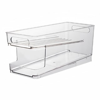 飲料罐收納盒 PET材質 冰箱收納, 35.2 x 16.5 x 15cm, 雙層滾動式 透明色, 1個