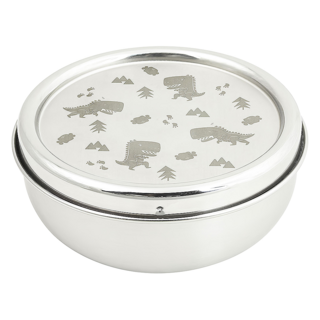 KOM 316不鏽鋼兒童隔熱碗附匙, 恐龍, 11.5 x 5.8 cm, 1組