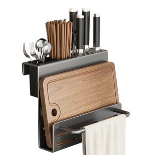 德利生活 廚房刀具餐具置物架 砧板架, 槍灰色, 1組