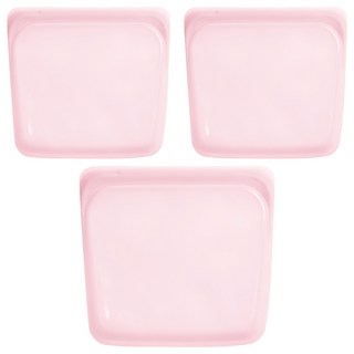 stasher方形矽膠密封袋 - 美國白金級環保食物袋 耐高溫200℃ 耐低溫-40℃ 可用於烤箱、冷凍、微波, 19.05 x 17.78 x 2.54cm, 3個, 1入