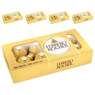 FERRERO ROCHER 金莎 金莎巧克力方型盒 8顆裝, 100g, 5盒