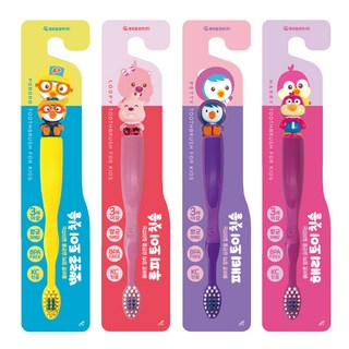 Km Pharmaceutical 兒童公仔牙刷 嬰幼兒牙刷, Pororo+Petty+Loopy+Harry, 4個裝, 1組