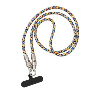 TYPE C-TYPE C編織手機掛繩快速充電傳輸線, 7mm加粗線徑, 鋅合金製, 安全T型掛片, 120cm, 彩色, 1條