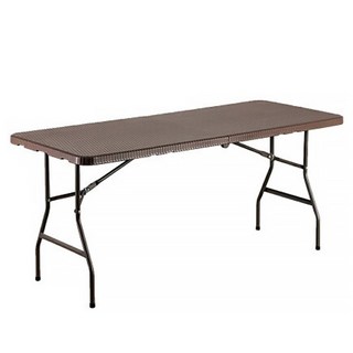 AMOS 仿藤手提折疊戶外露營餐桌, 180cm 寬大桌面, 棕色