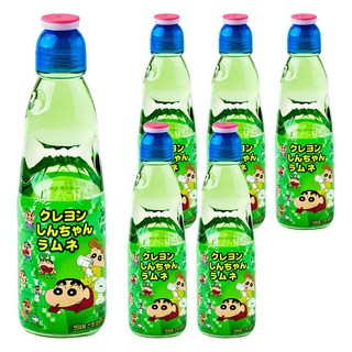 하타라무네 크레용 신짱 라무네 탄산음료 멜론맛, 200ml, 6개