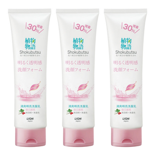 LION 獅王 植物物語 清爽明亮洗面乳 增量版, 130g, 3條