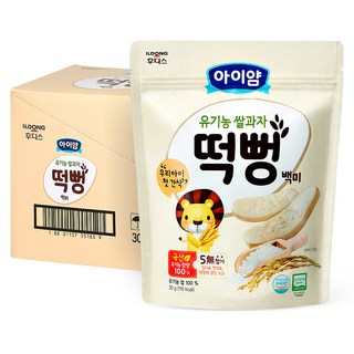 아이얌 유기농 쌀과자 떡뻥, 백미맛, 30g, 6개