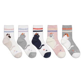 Park Goon 女款大貓咪中筒襪 5種組