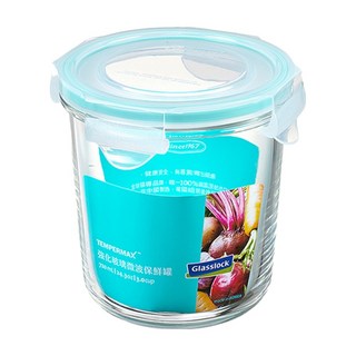 Glasslock 圓形強化玻璃微波保鮮罐, 1個容器 + 1個蓋子, 1個
